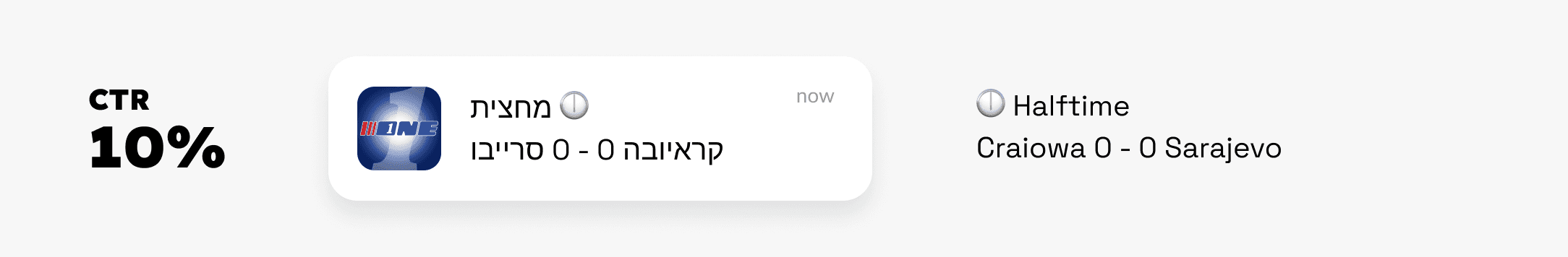 ONE.co.il push notification - halftime results